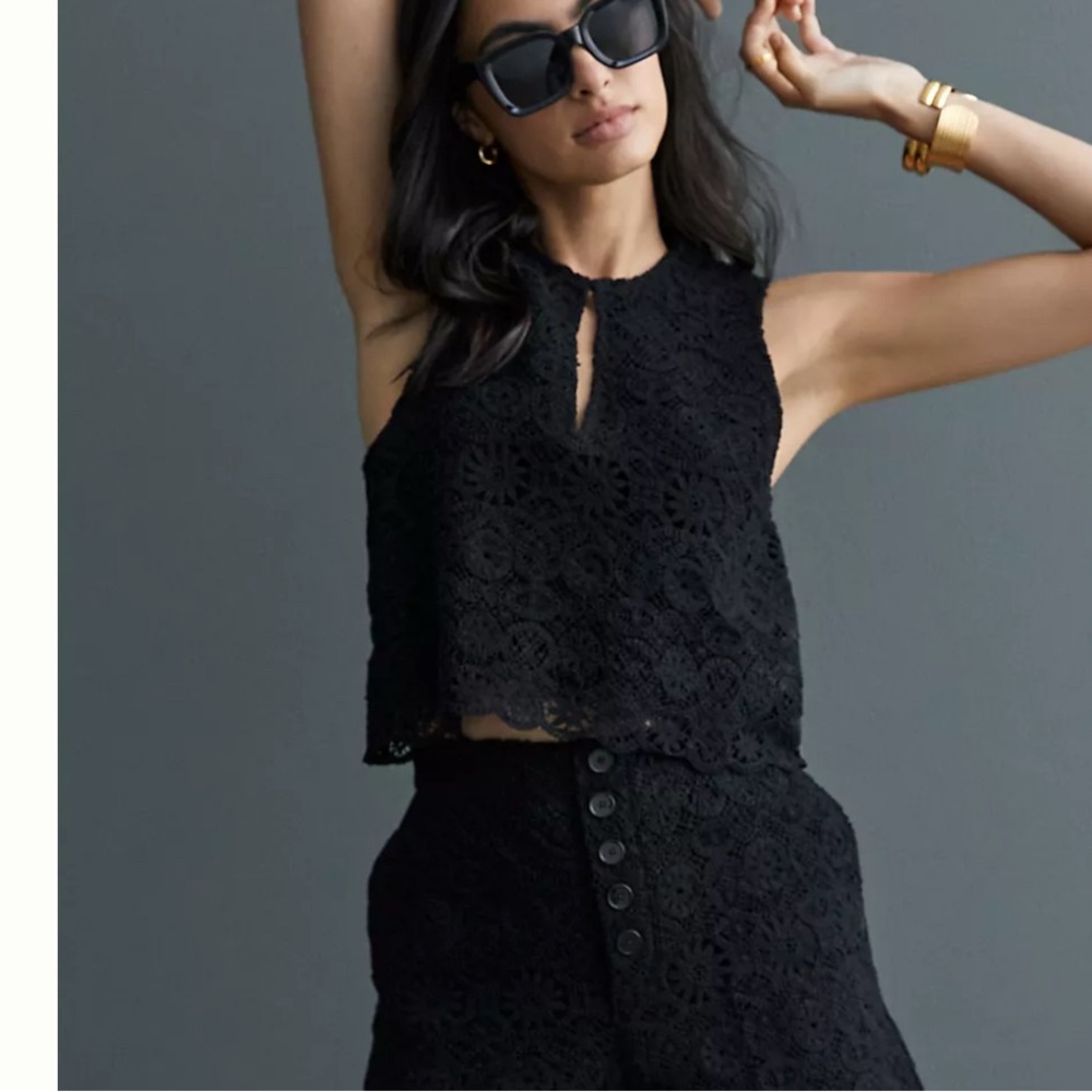 NWT Maeve Solid Eyelet Crochet Top
